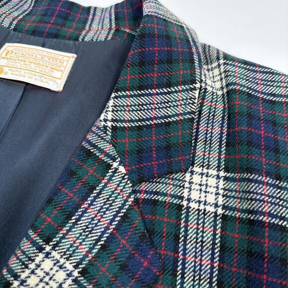 Pendleton Blazer Jacket Womens Size 12 Green Red Plaid Holidays Christmas Wool - Picture 3 of 10